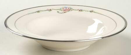 June Rose (Platinum Trim) Rim Fruit/Dessert (Sauce) Bowl