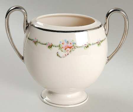 June Rose (Platinum Trim) Sugar Bowl No Lid