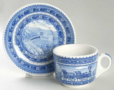 Centenary Colonial (Baltimore and Ohio) Footed Cup & Saucer Set