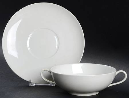 Urbino White Flat Cream Soup Bowl & Saucer Set