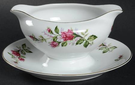 Dawn Rose Gravy Boat with Attached Underplate