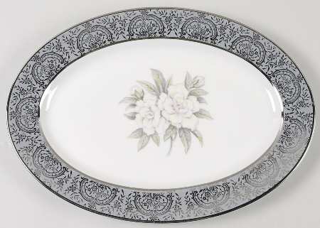 Silver Gardenia 13" Oval Serving Platter