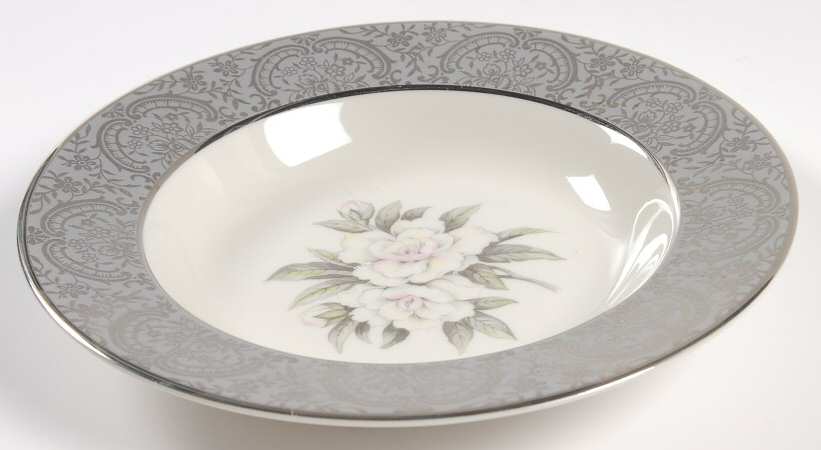 Silver Gardenia Rim Soup Bowl