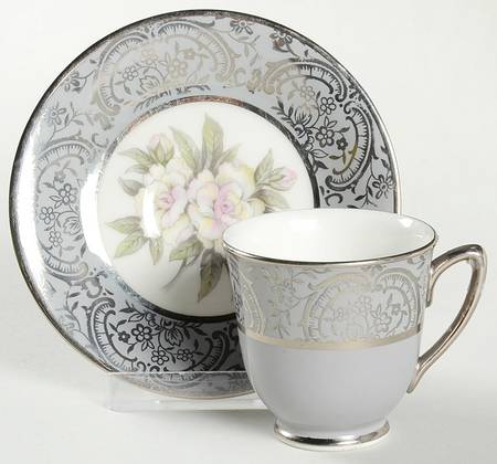 Silver Gardenia Footed Demitasse Cup & Saucer Set