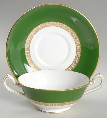 Antigua Footed Cream Soup Bowl & Saucer Set
