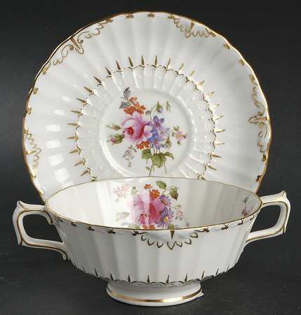 Ashby Footed Cream Soup Bowl & Saucer Set