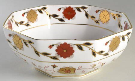 Asian Rose (Duesbury Shape) 9" Octagonal Vegetable Bowl