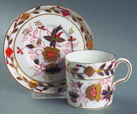 Asian Rose (Duesbury Shape) Flat Demitasse Cup & Saucer Set