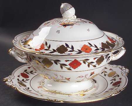 Asian Rose (Duesbury Shape) Tureen & Lid w/Underplate