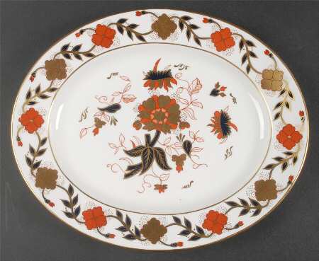 Asian Rose (Duesbury Shape) 13" Oval Serving Platter