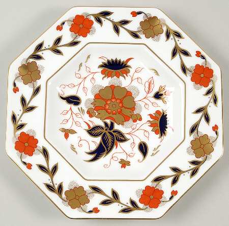 Asian Rose (Duesbury Shape) Octagonal Luncheon Plate