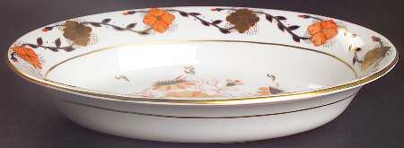 Asian Rose (Duesbury Shape) 10" Oval Vegetable Bowl