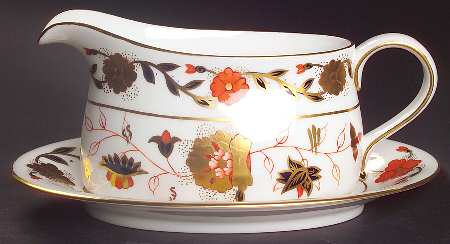 Asian Rose (Duesbury Shape) Gravy Boat & Underplate/Relish