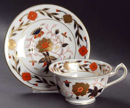 Asian Rose (Duesbury Shape) Flat Cup & Saucer Set