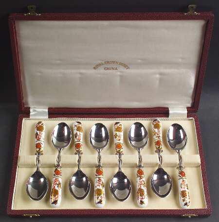 Asian Rose (Duesbury Shape) Teaspoon - Set of 8 Boxed