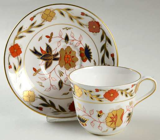 Asian Rose (Duesbury Shape) Flat Cup & Saucer Set