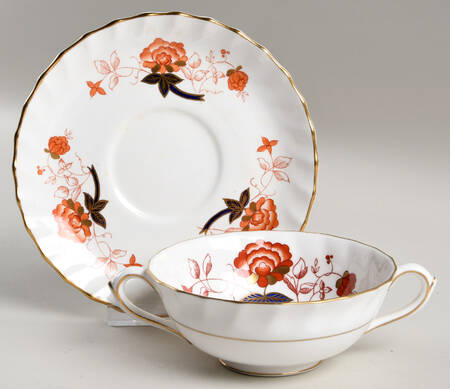 Bali (Boston Shape, Swirl) Footed Cream Soup Bowl & Saucer Set