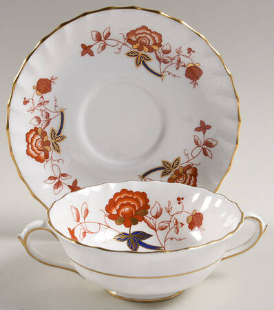 Bali (Boston Shape, Swirl) Footed Cream Soup Bowl & Saucer Set