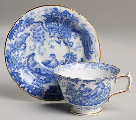Blue Aves Footed Cup & Saucer Set