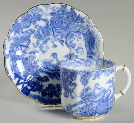 Blue Aves Flat Demitasse Cup & Saucer Set