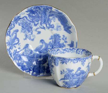 Blue Aves Flat Cup & Saucer Set
