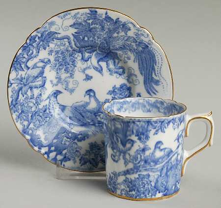 Blue Aves Flat Demitasse Cup & Saucer Set