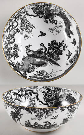 Black Aves (Gold Trim) 9" Salad Serving Bowl