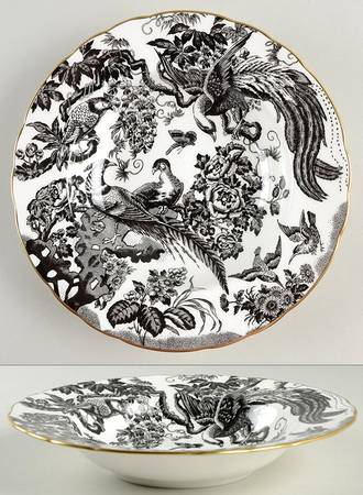Black Aves (Gold Trim) Rim Soup Bowl