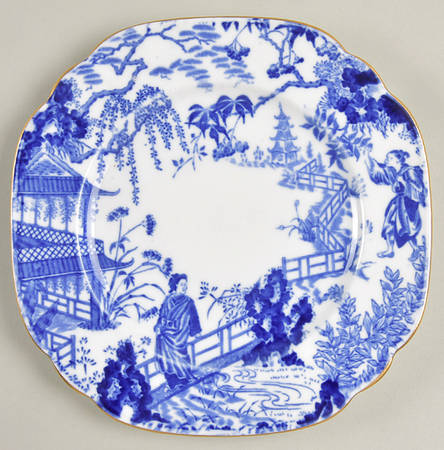 Blue Mikado Square Dessert Plate