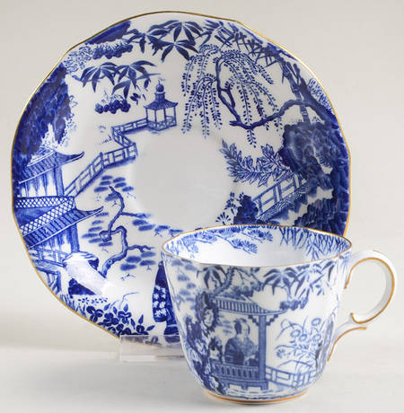 Blue Mikado Flat Cup & Saucer Set