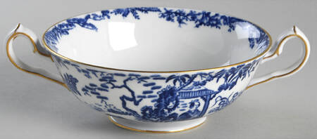Blue Mikado Footed Cream Soup Bowl