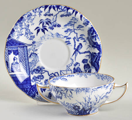 Blue Mikado Flat Bouillon Cup & Saucer