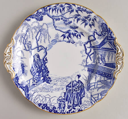 Blue Mikado Handled Cake/Pastry Plate