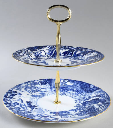 Blue Mikado 6 5/8"-10"  2 Tiered Serving Tray (Dp, Sp) HC