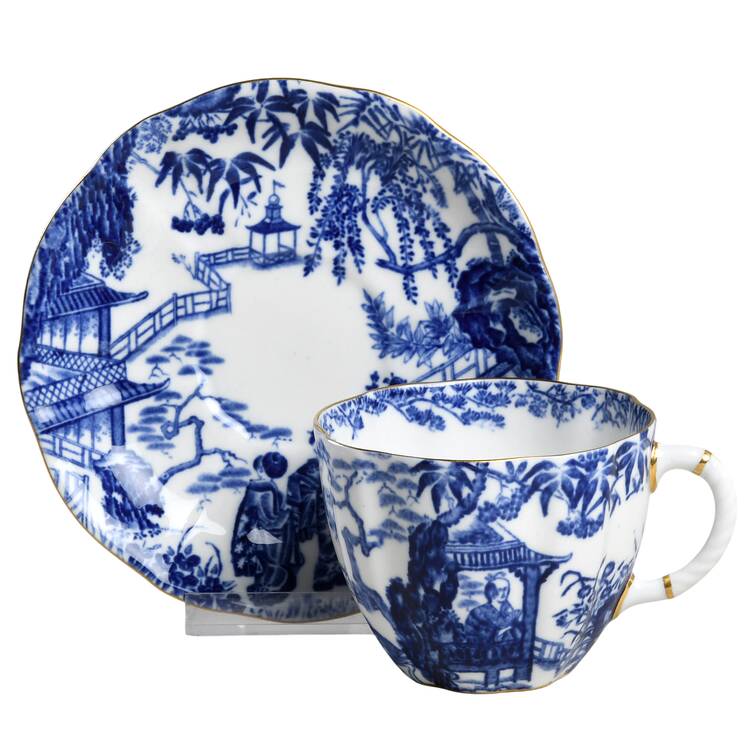 Blue Mikado Flat Cup & Saucer Set