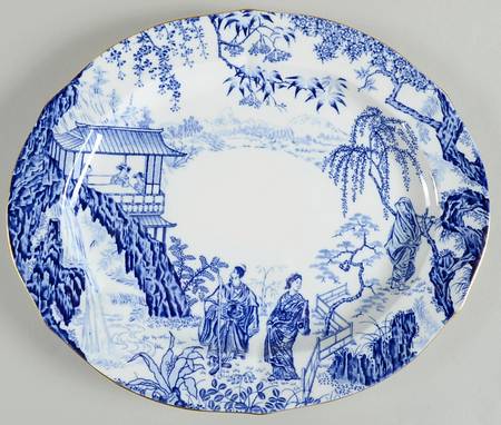 Blue Mikado 13" Oval Serving Platter