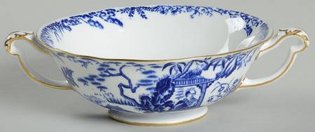 Blue Mikado Footed Cream Soup Bowl