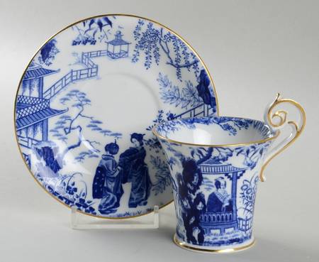 Blue Mikado Flat Demitasse Cup & Saucer Set