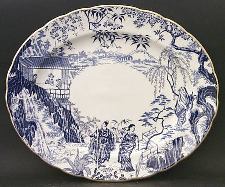 Blue Mikado 13" Oval Serving Platter