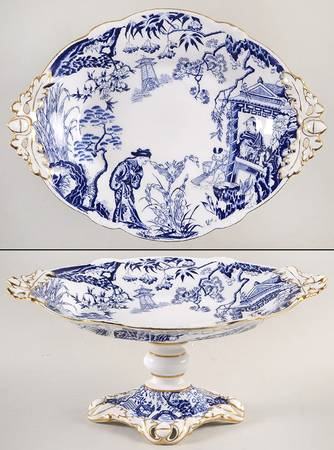 Blue Mikado Oval Compote