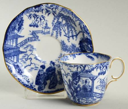 Blue Mikado Flat Demitasse Cup & Saucer Set