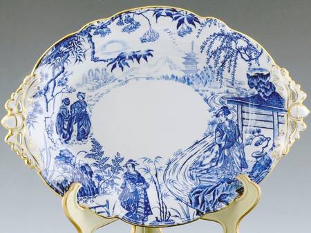 Blue Mikado Oval Dessert Dish