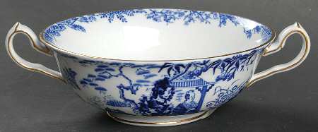 Blue Mikado Footed Cream Soup Bowl