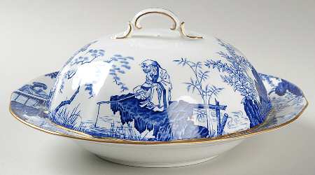Blue Mikado Muffin Dish & Lid