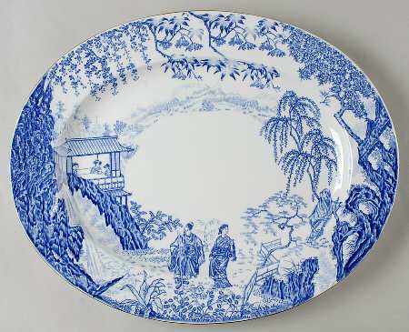 Blue Mikado 17" Oval Serving Platter