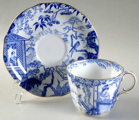 Blue Mikado Flat Cup & Saucer Set