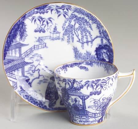 Blue Mikado Flat Demitasse Cup & Saucer Set