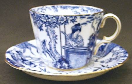Blue Mikado Flat Cup & Saucer Set