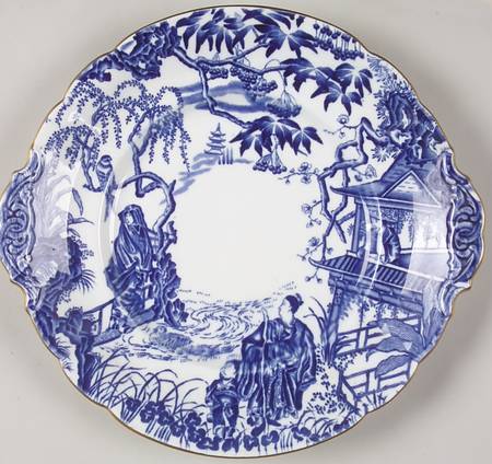 Blue Mikado Handled Cake/Pastry Plate