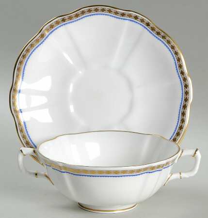 Carlton Blue Footed Cream Soup Bowl & Saucer Set